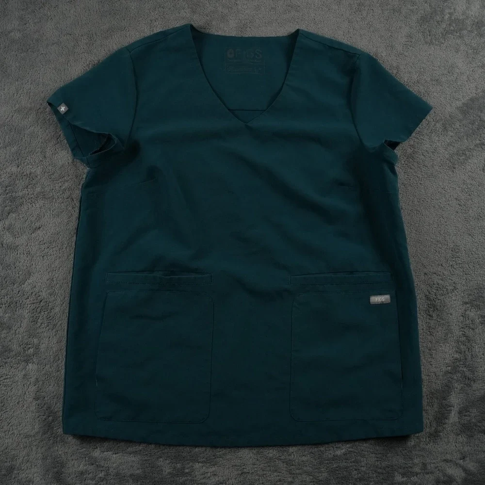 FIGS Casma Scrub Top Womens Small‎ Dark Teal V-Neck 3-Pocket W19SW1002 Medical